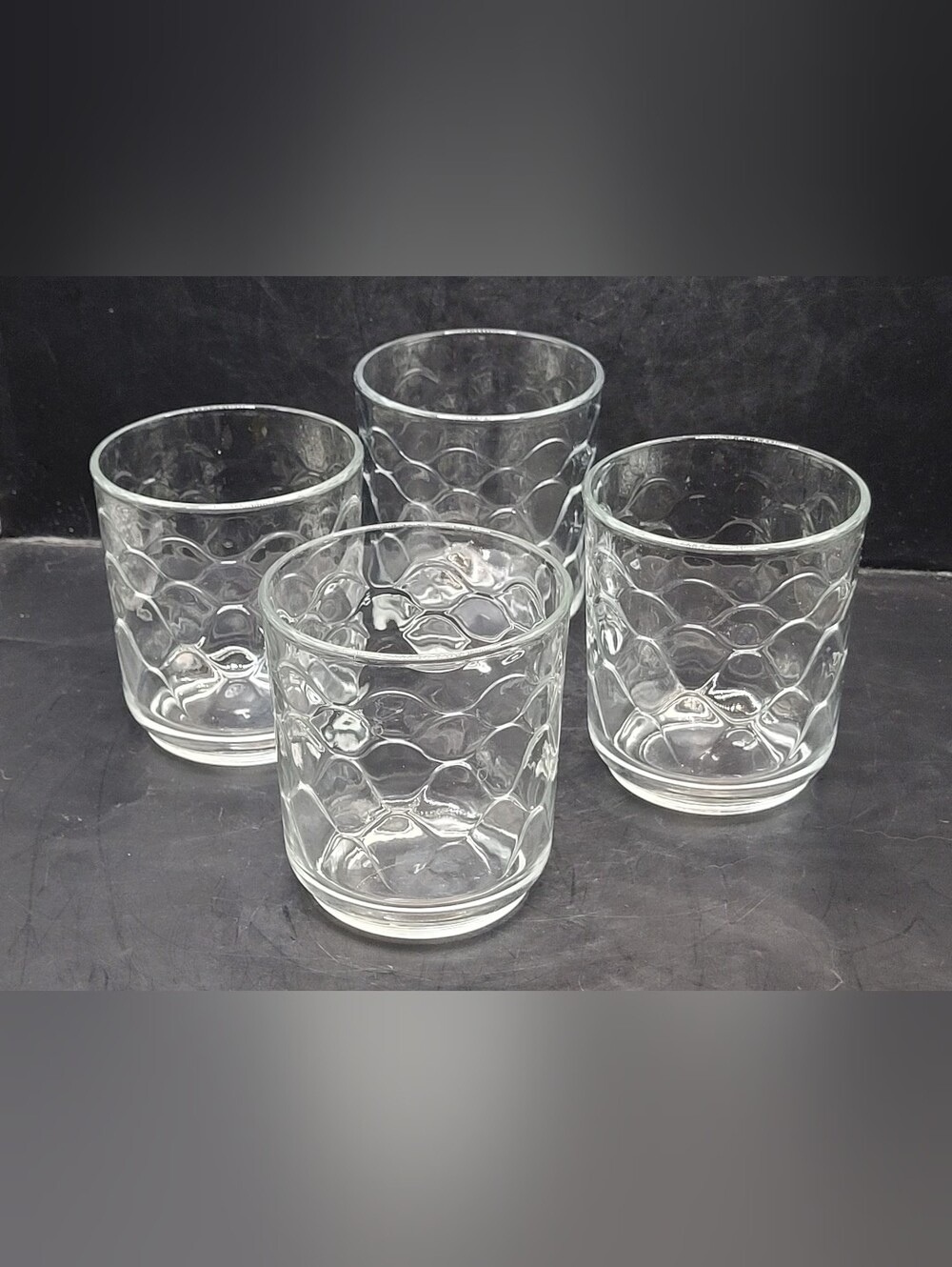 Vintage Libbey Cancun Honeycomb Heavy Clear Glass Tumblers and Juice Glasses 4